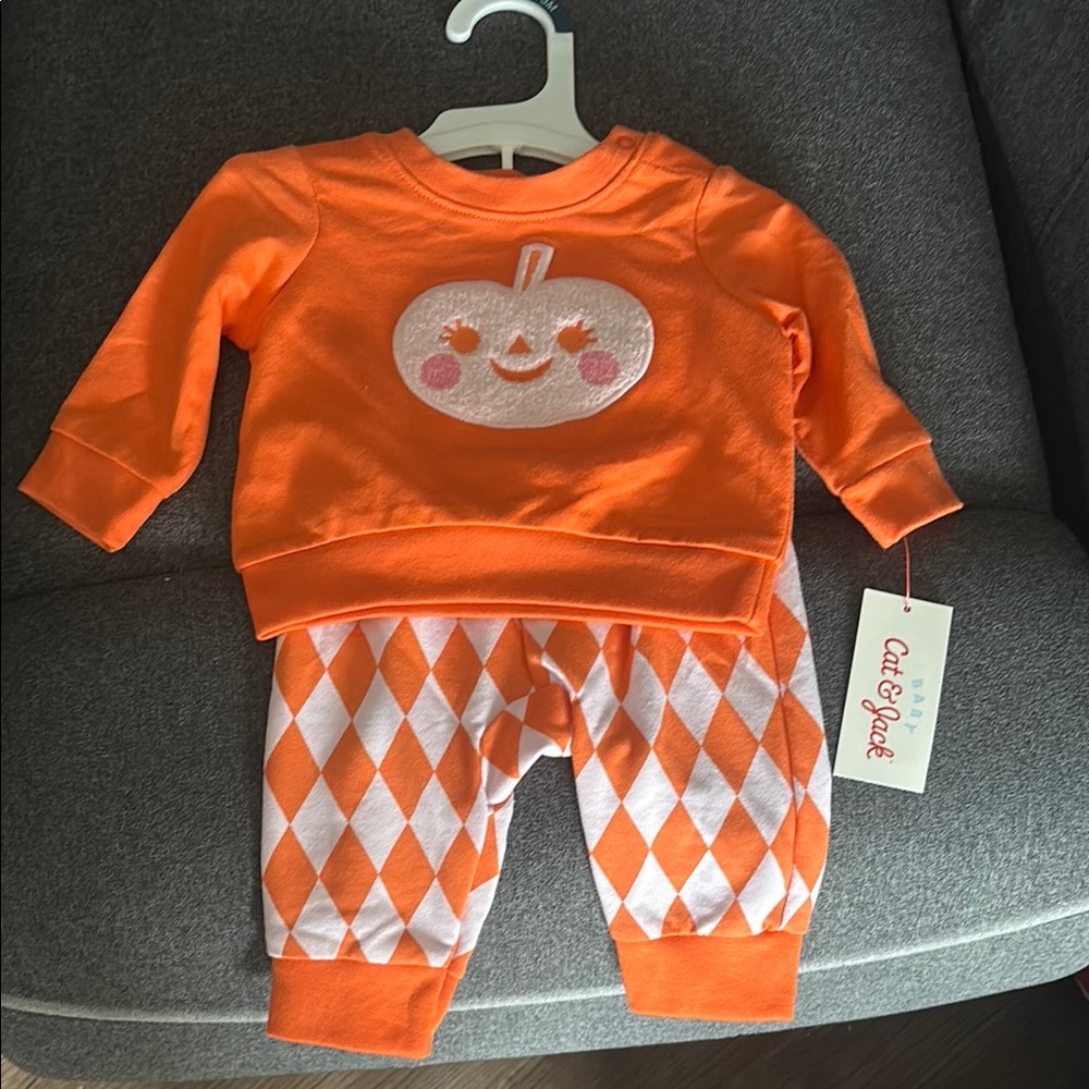 Cat & Jack Halloween Orange and White Pumpkin Costume